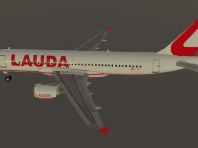 Lauda airlines airbus a320-214 low poly 3D Model  Low-poly 3D model