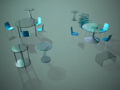 Glass furniture Free low-poly 3D model