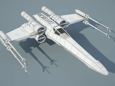 Game Ready Star Wars X-Wing Starfighter Low-poly 3D model