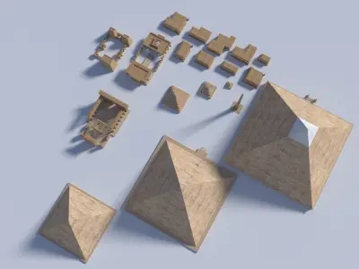 ancient egyptian pharaohs buildings Low-poly 3D model