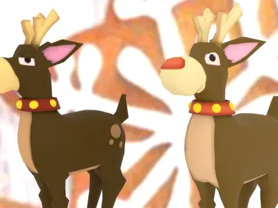 Reindeers pack Low-poly 3D model