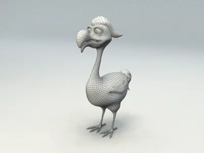 cartoon red bird Low-poly 3D model