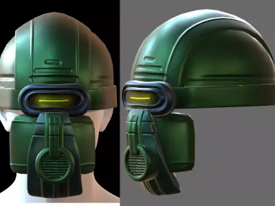 Gas mask helmet 3d model scifi Low-poly Low-poly 3D model Low-poly 3D model 90