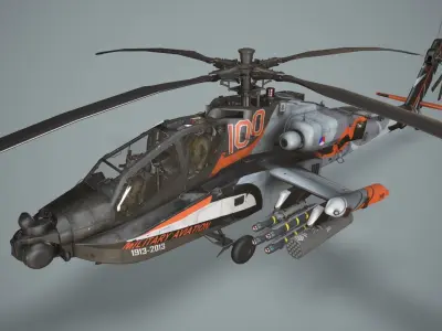 Apache AH-64D Royal Netherlands Airforce Basic Animation Low-poly 3D model
