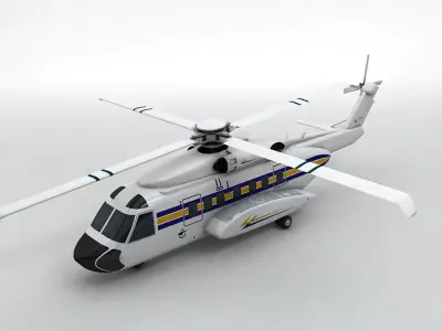 Sikorsky S92 Helicopter -2  Low-poly 3D model