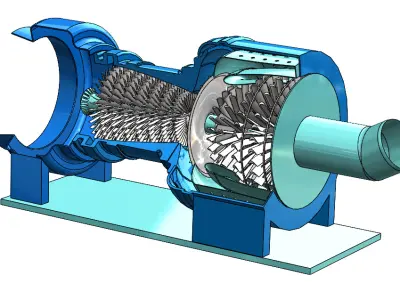 3D Jet Engine Model High Detail Gas Turbine CAD Design 3D print model