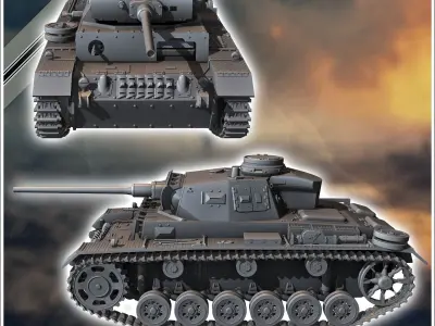 Panzer III Ausf L - miniatures tabletop scenery 3D print model
