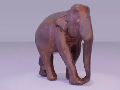 Elephant wood handmade sculpture 01 high-poly 3D model