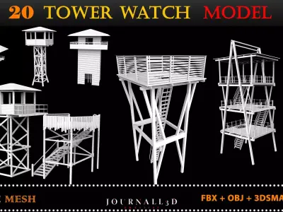 30 WATCHTOWER model basemesh Low-poly 3D model