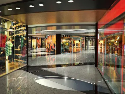 Shopping Mall Interior and Entry 3D model