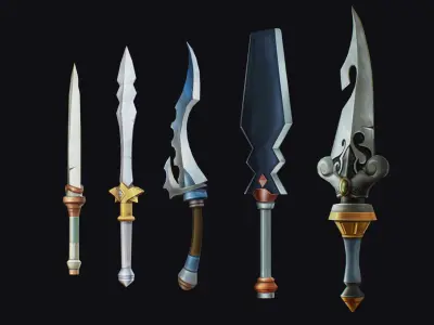 Dagger Edged Weapon Cartoon Medieval Melee Knife Iron Blade Low-poly 3D model