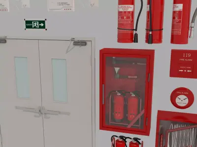 Industrial Doors Fire Extinguisher 3D model