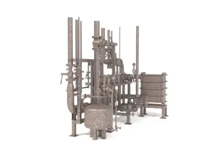 Industrial heat exchanger filter pipeline boiler plant 3D model