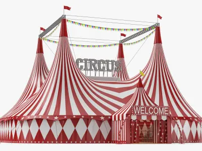 Interior And Exterior Circus Tent 03 3D model