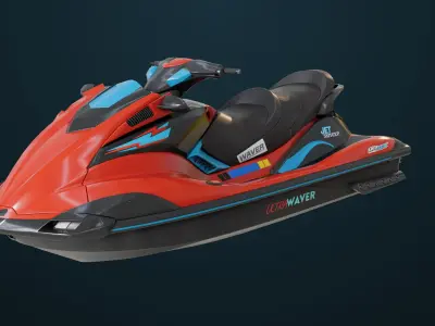 Jet Ski 01 Red Generic All PBR Unity UE Textures 3D model