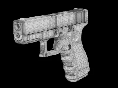 Glock 19 Blue Low-poly 3D model