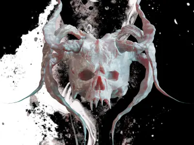 Devil Skull With Horns 3D model