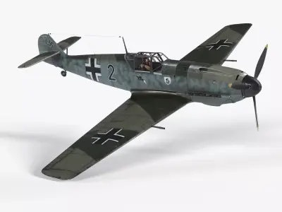 Messerschmitt BF109 German Fighter Airplane Green V1 3D model