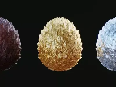 Dragon egg 3 types regular gold silve Low-poly 3D model