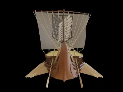 Triremes ancient ship 3D model