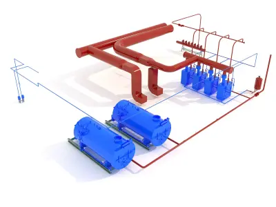 Industrial boiler room 3D model