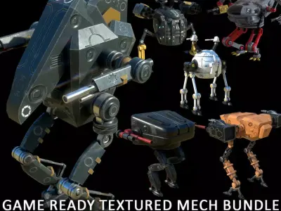 game ready textured MECH bundle Low-poly 3D model