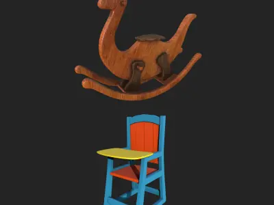 wooden toy Low-poly 3D model