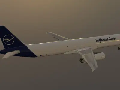 Lufthansa Cargo airbus a321-211 p2f low poly Low-poly 3D model