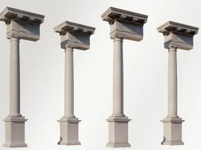 Mutulary Doric two column with pedestal and entablature 3D model