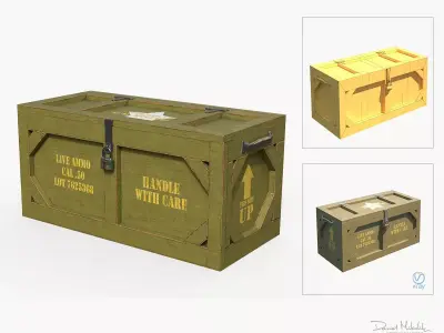 Wooden Military Case PBR Low-poly 3D model