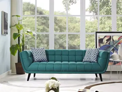 SOFA001 teal sofa with legs Free 3D print model