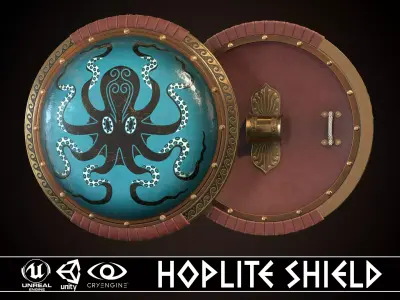 Hoplite Shield Octopus Low-poly 3D model