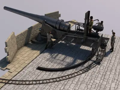 artillery battery krupp 3D model