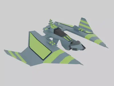 SpaceCraft sci-fi fighter Low-poly 3D model