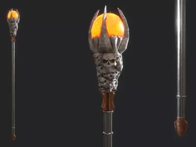 Fantasy Stylish- Staff of Soul Tourturing Low-poly 3D model