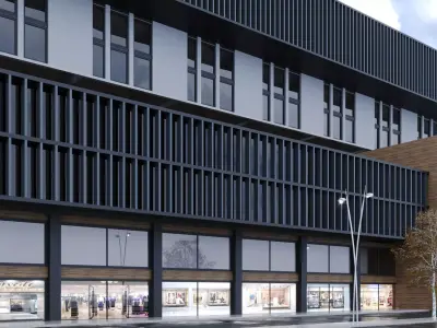 Storefront Realistic Shopping Mall Exterior 3D model