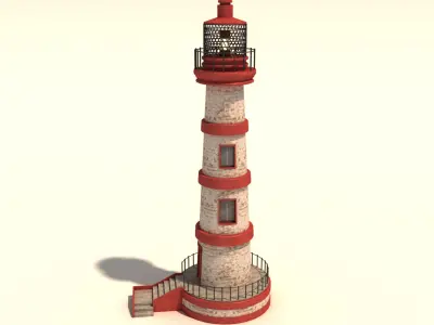 Lighthouse - Red White Design Low-poly 3D model