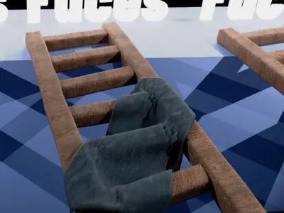 simple wooden ladder baked textures Free low-poly 3D model