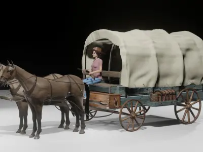 western cowboy cart 3D model