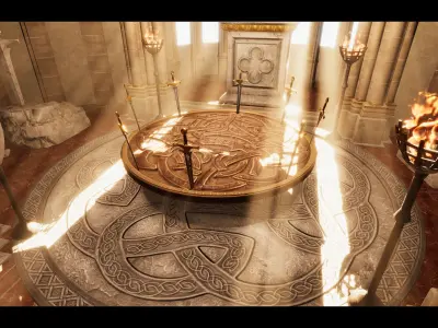 King Arthur Castle Interior Environment Low-poly 3D model