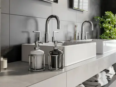  Bathroom Soap Dispenser Set Models, Marbled Black &amp; White 