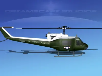 Bell UH-1B Iroquois V14 US Marines 3D model