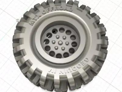 MTX Off-Road Wheel with Tires and Disc Brakes 3D print model