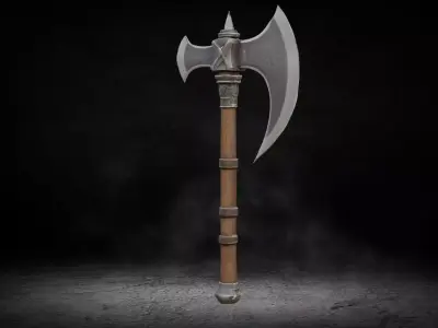 Viking - Medieval OneHand Battle Axe High-poly 3D Model 3D model