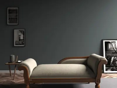 Wooden elegant divan sofa Free 3D model