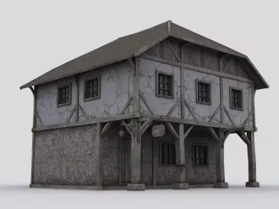 House old with roof Low-poly 3D model