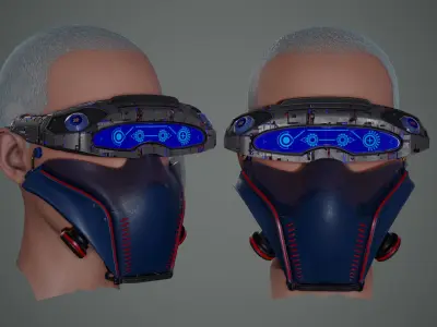 Sci fi Glasses Goggles and Mask Pack 1 Low-poly 3D model