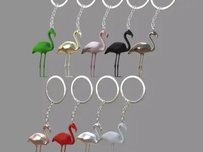  flamingo keychain collection of 9 3D model