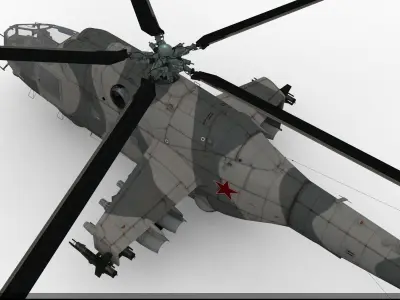Mil Mi-24A Low-poly 3D model