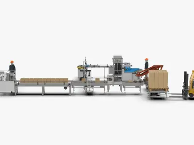 Automatic Loading and Unloading Labeling and Palletizing Line 3D model